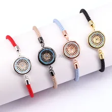 8 шт. высокое качество проложить круглые, с цирконом соединитель браслеты многоцветные браслет из хлопковой ленты для женщин ювелирные изделия