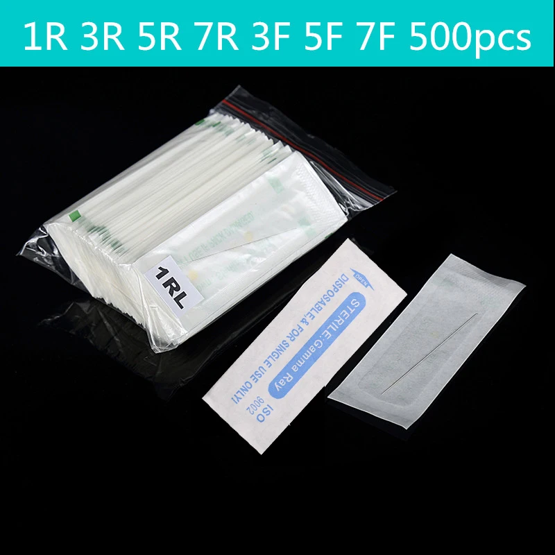 

500Pcs/box 1R Single Round Needles For Eyebrow/Eyeliner/Lips Permanent Makeup 0.35*50mm Cosmetic Tattoo Needles