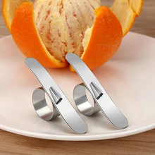 Éplucheur d'orange en acier inoxydable, facile à ouvrir, 2 pièces, retirer la peau au citron et aux agrumes et fruits, gadget de cuisine