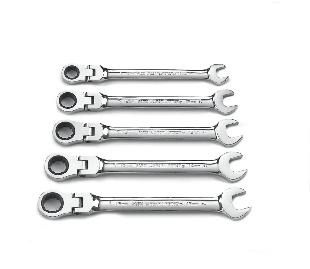 5 Piecemetric Flex Head Combination Ratcheting Wrench hex flex head