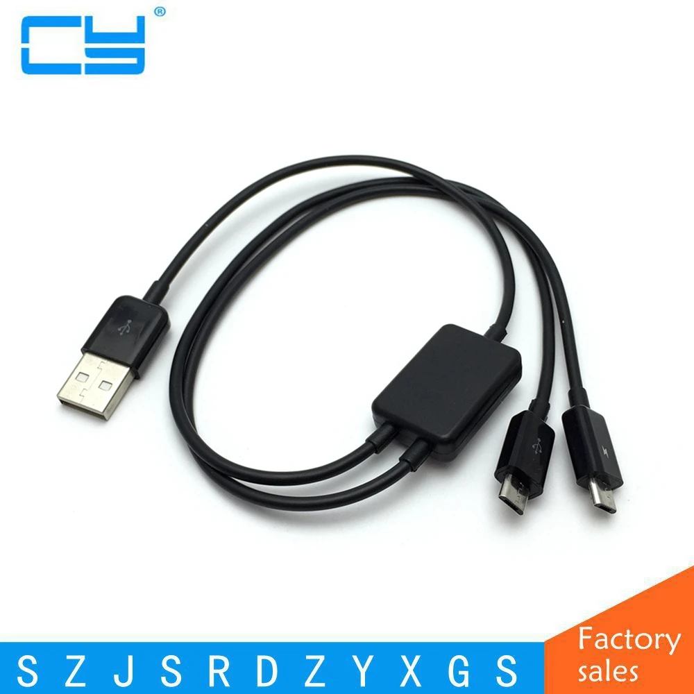 NEW Dual Micro USB Splitter Charge Cable USB Male to 2 Micro USB
