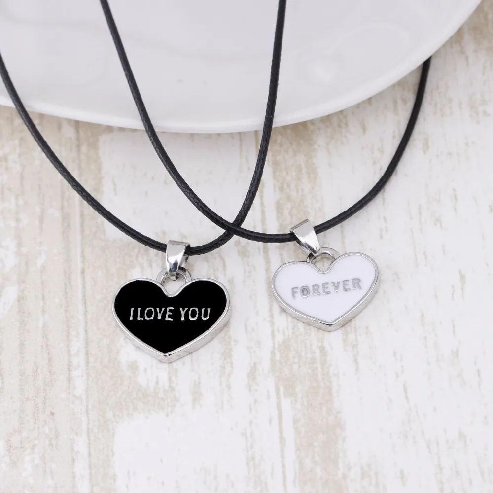 Цепочка с подвеской I Love You Forever комплект из колье черно белого цвета кулоном в