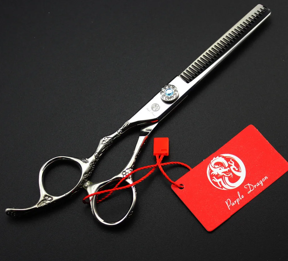 Tesoura com Bolsa Tesouras do Barbeiro Tesouras de Desbaste Esquerda Hander Diamante Cabeleireiro jp 440c 62hrc Cães Gatos Pet Cabelo Tesoura - 6 '' 2 Tesouras de cabelo