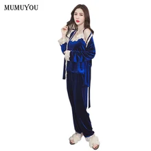 Зимняя женская пижама из плюша, комплект для сна, одежда для отдыха, комплект из трех пиратов, с длинным рукавом, с v-образным вырезом, 5 цветов, модная SMT-A011