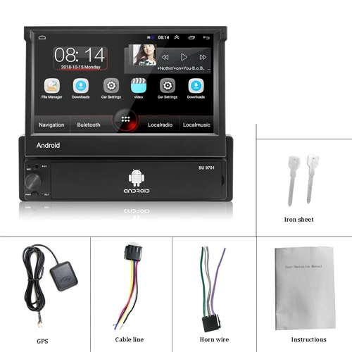 Podofo 1 din Android 8,1 GO четырехъядерный автомобильный DVD GPS навигационный плеер 7 ''универсальный автомобильный Радио WiFi Bluetooth MP5 мультимедийный плеер - Цвет: With Accessories