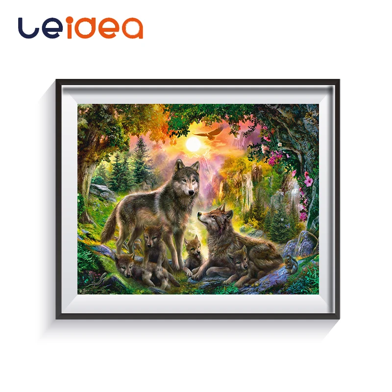 

Oil Painting By Numbers Decorative Canvas Acrylic Painting Calligraphy Adult Oil Coloring Paint By Number Prairie Wolf