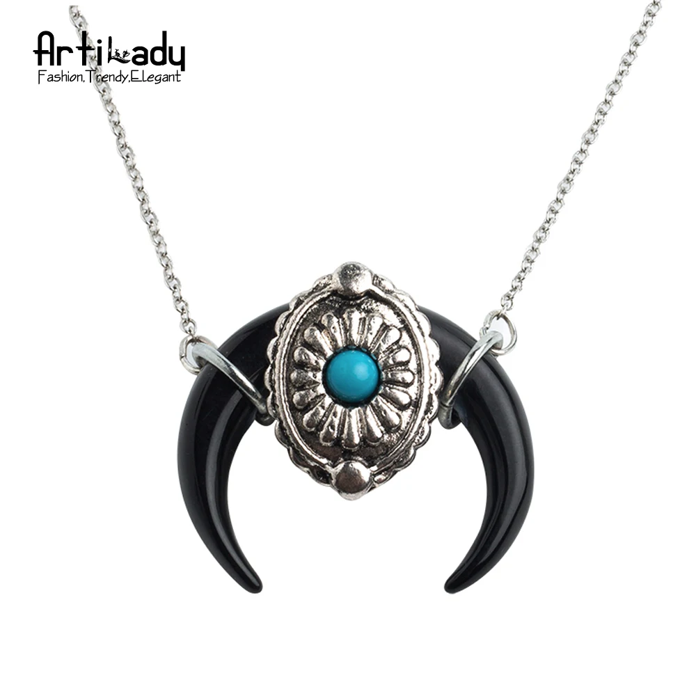 Buy Artilady white wrap horn pendant necklace vintage