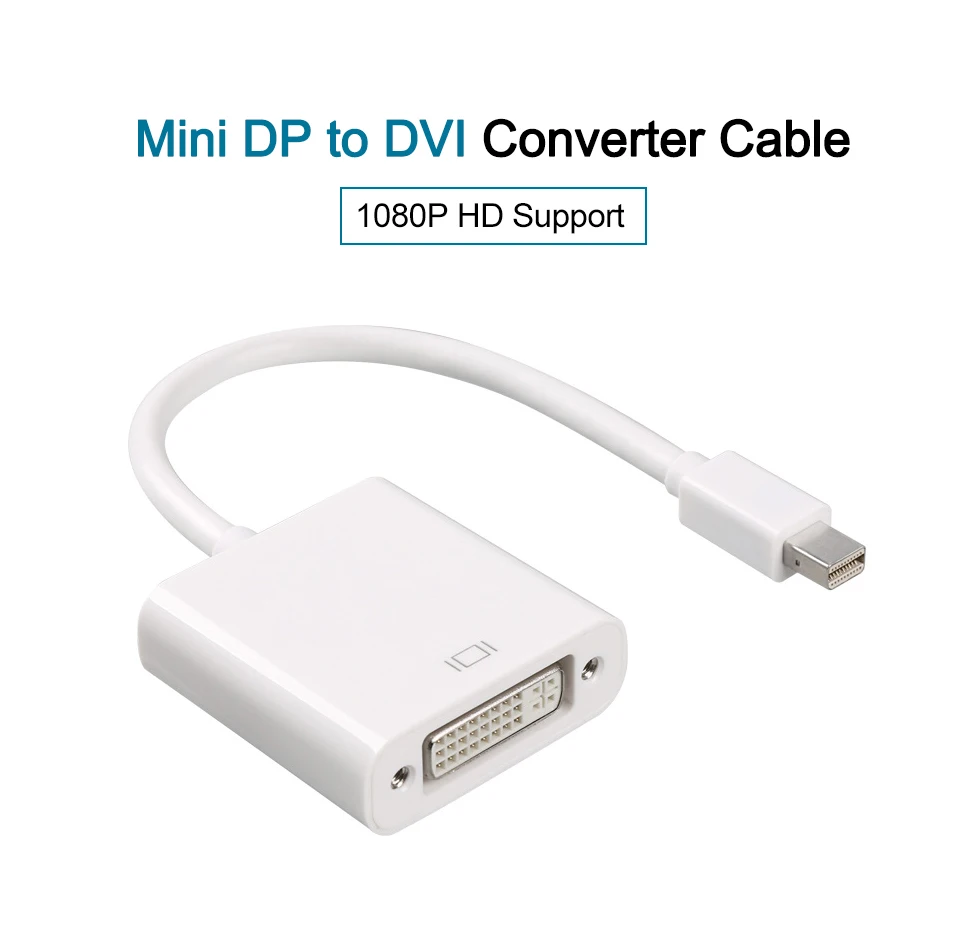 Male Mini DP 1.2 to Female DVI 24+5 Adapter Cable Thunderbolt Mini Display Port