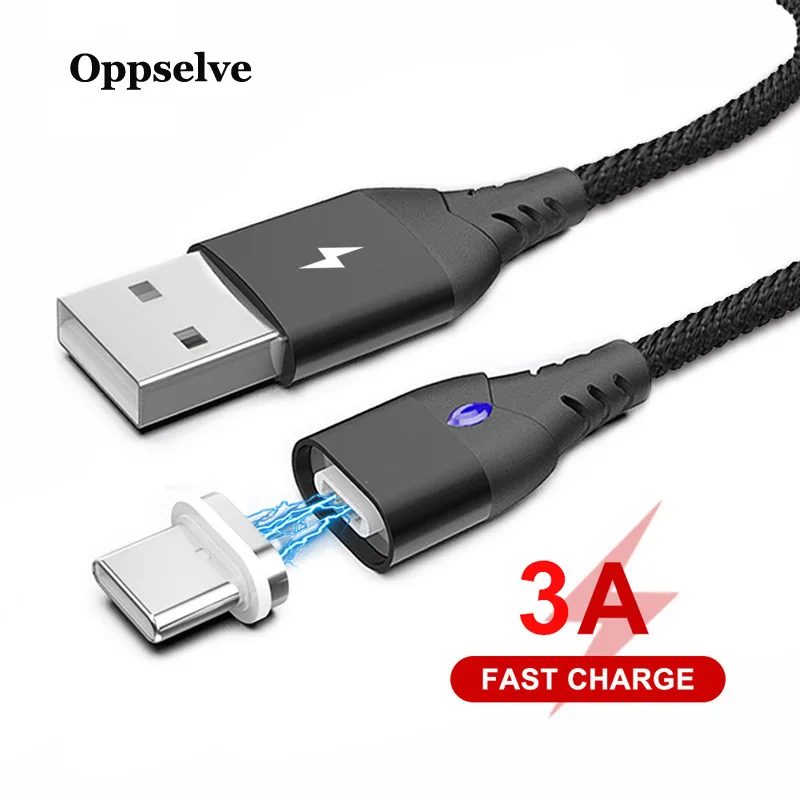 Oppselve المغناطيسي USB نوع C كابل ل Xiaomi Redmi ملاحظة 7 mi9 USB C كابل لسامسونج S10 سريع تهمة كابل شاحن الهاتف المحمول
