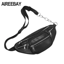 AIREEBAY модная женская поясная сумка, повседневная черная сумка из искусственной кожи, сумки на плечо на молнии, нагрудные сумки, сумка для путешествий, мужская сумка