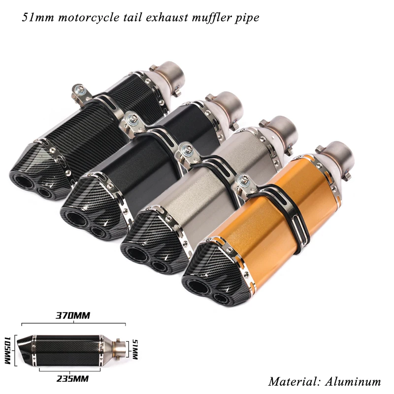 370 мм мотоциклетная алюминиевая Хвостовая система глушителя Модифицированная 38-51 мм мото-короткая выхлопная труба глушителя с DB Killer