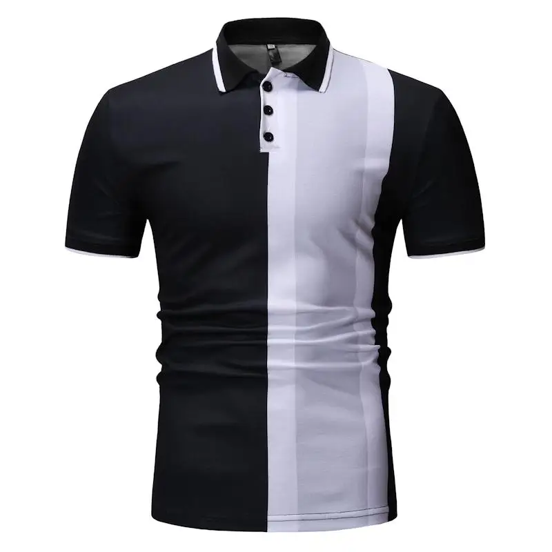 

Men Polo Shirt Vertical Stripes Casual Fashion Men's POLO Shirt Men's Clothing Tops Tees Black Navy