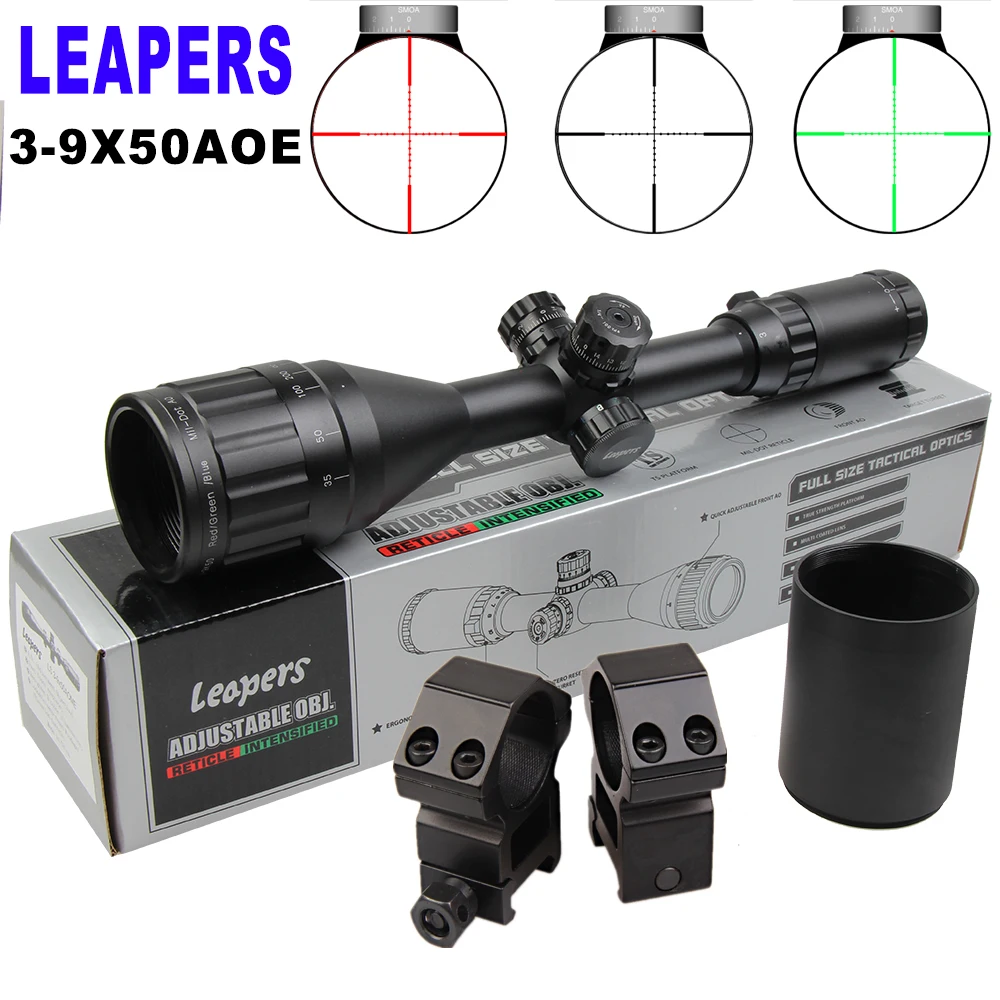 

Leapers 3-9x50AOE Hunting Rifle Scopes Sniper Scope Tactical Optics Scopes R/G/B Illuminated For Rifle Air Guns and sniper