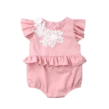 

Newborn Infant Girls Summer Romper Ruffled Short Sleeve Lace Jumpsuit Kids Girl One-pieces Playsuit Outfit Sunsuit 0-18M