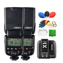 2* Godox V850II GN60 w/ 2000mAh Li-ion Battery 2.4G Wirless X System Speedlite Flash Light + X1T-N Trigger Transmitter for Nikon