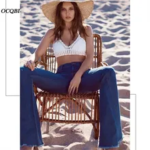 Размера плюс XXS-5XL уличная Винтаж джинсы для Для женщин обтягивающие брюки-клеш бойфренд, с высокой талией, джинсы