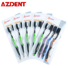 AZDENT 20 шт./лот модная бамбуковая зубная щетка из древесного угля щетка для выпрямления волос уход за полостью рта 625 нано-антибактериальная зубная щетка угри