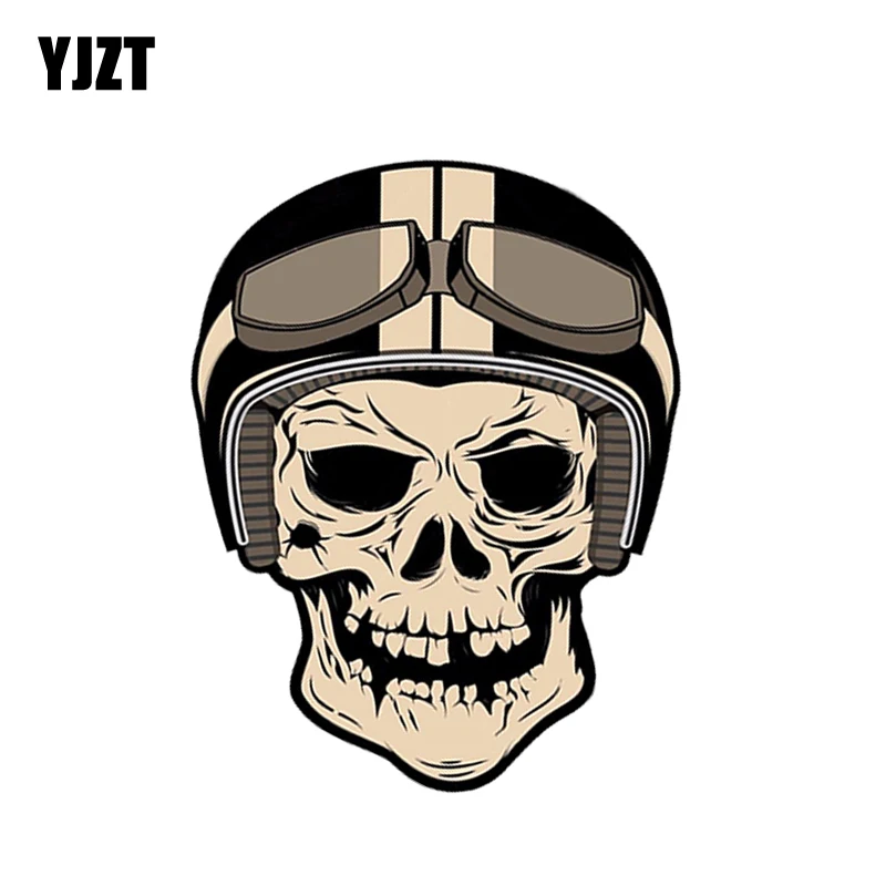 

YJZT 11CM*14.1CM Car Styling Skull Safety Hat Bike Helmet Decal Car Sticker 6-2028
