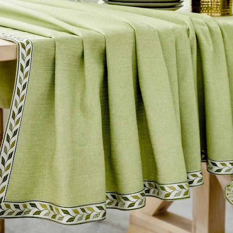  Waterproof Tablecloth Oilproof Table Cloth Solid Color Rectangle Tablecloth Europe Small Fresh Gree