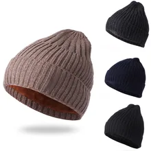 Для мужчин женщин однотонные теплые вязаный крючком зимние вязаная Лыжная Шапка Череп громоздкие кепки s качественная шапка invierno mujer