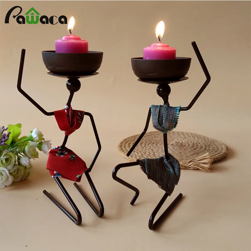 Wrought Iron Candlestick Candle Holder Foldable Classic African Woman