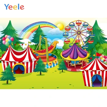 

Yeele Vinyl Circus Pine Children Birthday Party Photography Backdrops Baby Carnival Photographic Backgrounds for Photo Studio