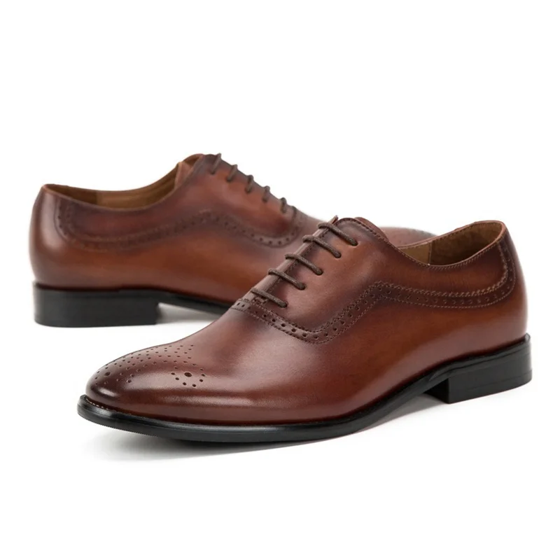 Alta Zapatos Redondo Formal Hombre Calidad Dedo Hombres coffee Pie Tallado De Oxfords Vestido Marrón Medallón Cuero Genuino Ss266 Verano Del 1q8r1Anv
