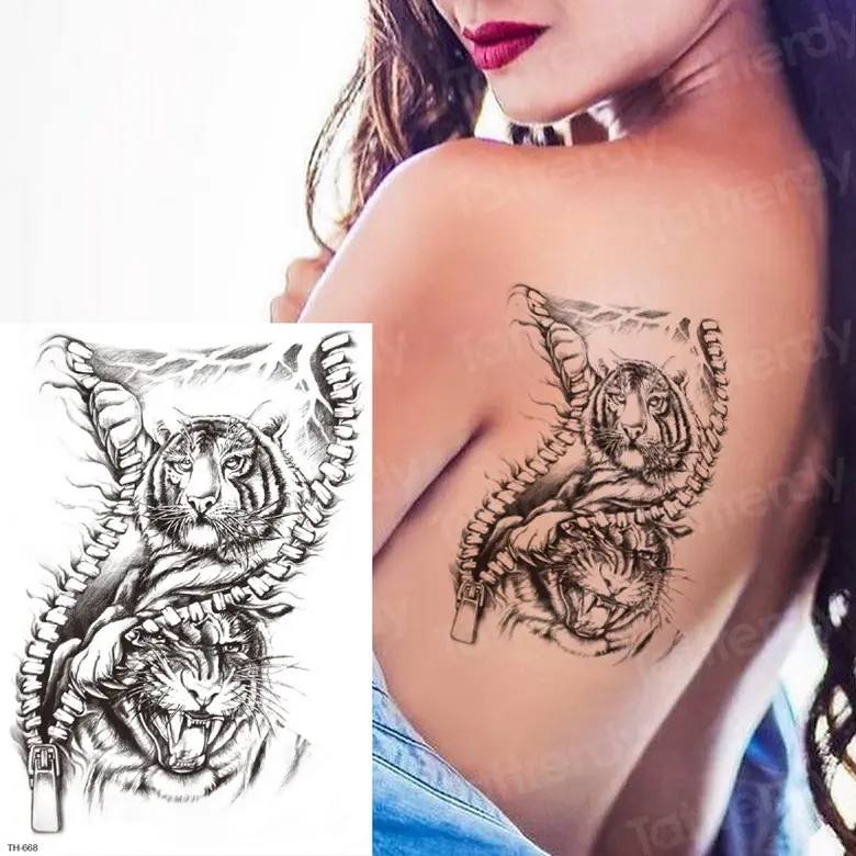 Эскизы тату дизайн Сексуальная Татуировка назад черные наклейки mehndi лошадь роза татуировка непромокаемая временная татуировка женский боди-арт - Цвет: TH668