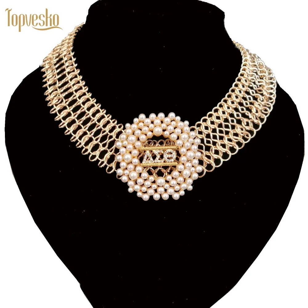 Topvesko женское модное большое эффектное колье zeta Phi Beta жемчужное ожерелье, комплект украшений