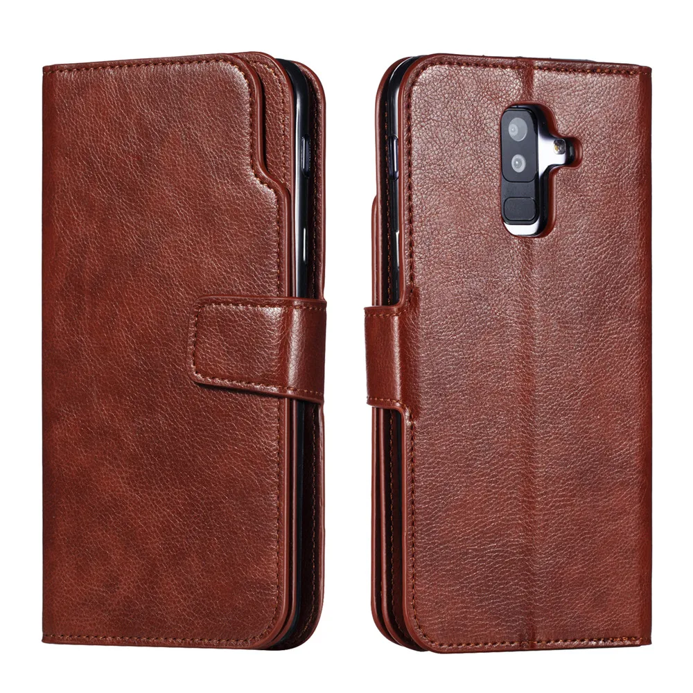 Leather case For Samsung Galaxy A6 A8 Plus A7 2018 Case Cover Wallet card holder Magnet Flip Phone cases on For Samsung Galaxy J4 J6 Plus Case Cover05