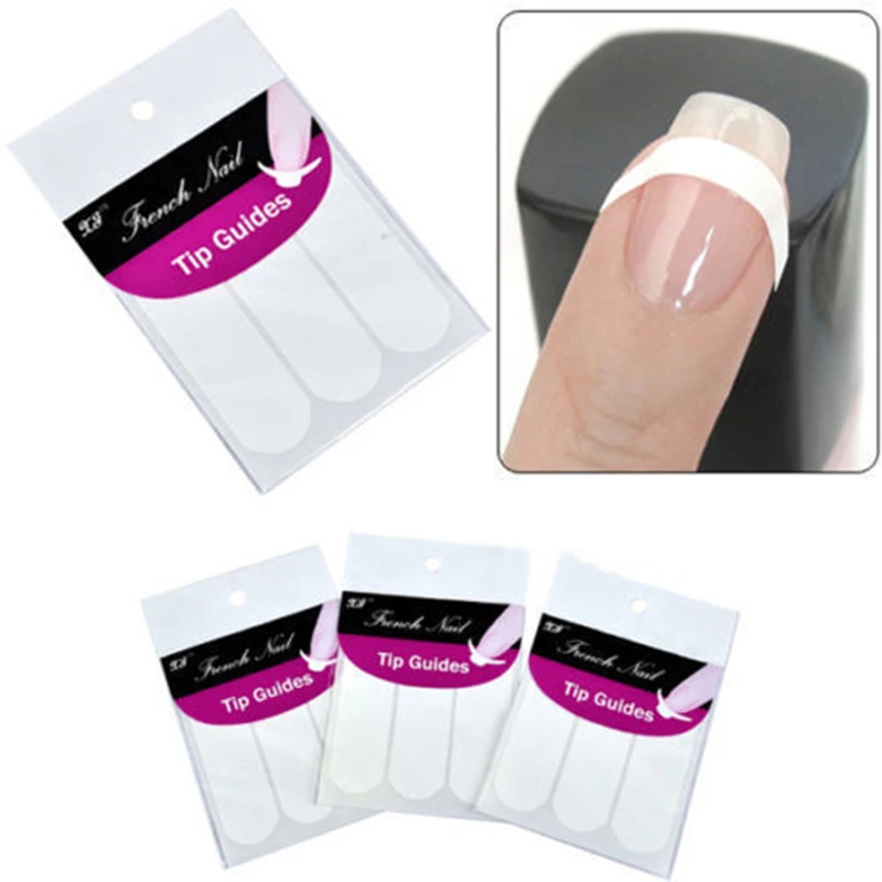 

10 Packs DIY French Manicure Tips Nail Art Decorations Round Form Fringe Guides Nail Sticker Stencil For Woman Nail Tools NA103