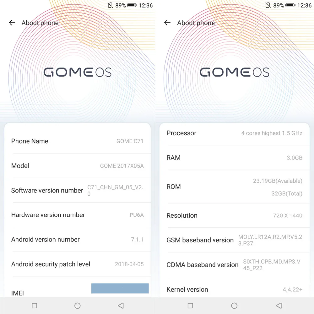 Оригинальный смартфон GOME C71 4G LTE 3G ram 32 ГБ rom 5 45 дюймов полный экран MTK6739 двойная