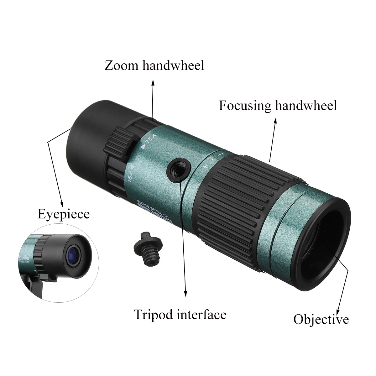 15-75X25 البسيطة عالية الطاقة HD Vison ل التكبير أحادي تلسكوب مع ترايبود في الهواء الطلق متعددة المغلفة أحادي تلسكوب