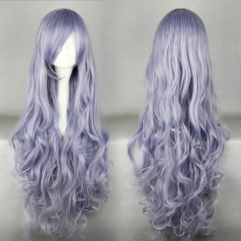 Fashion 90cm Long Curly Rozen Maiden Light Purple Cosplay Costume