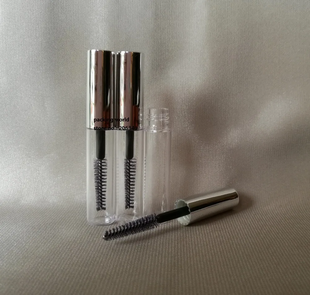 4ml mascara tube ,transparent body + shiny silver top cosmetic cotainer