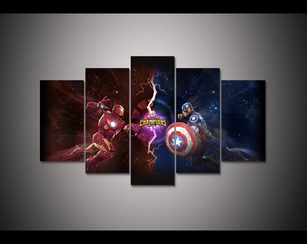 Marvel poster 5 panel HD printed canvas print painting Marvel