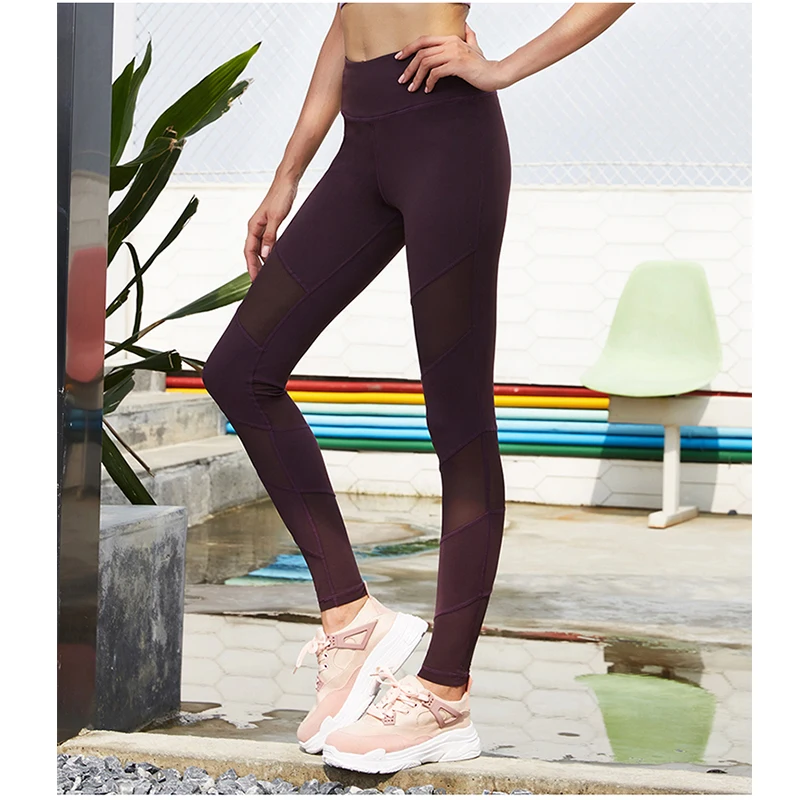 

Vansydical Skinny Yoga Pants Women High Waist Fitness Leggings Compression Running Tights Sexy Mesh Workout Dance Pants