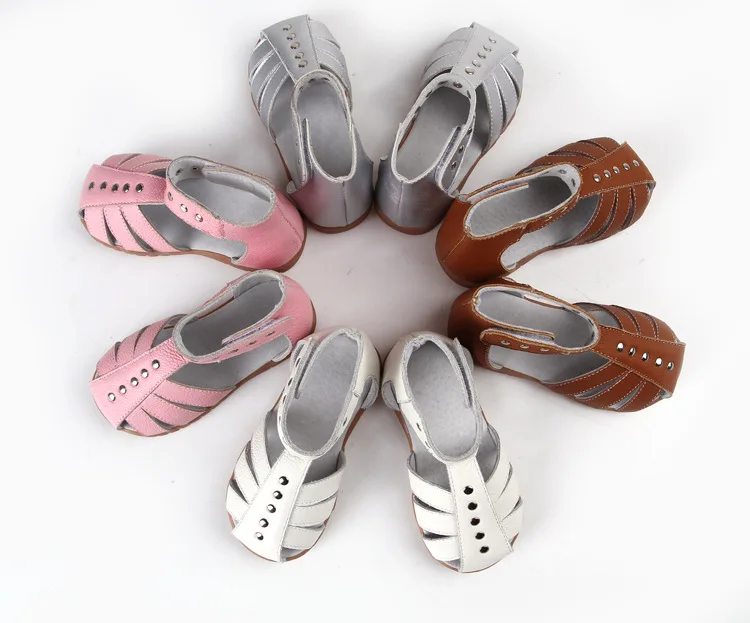 Летние кожаные детские сандалии высокого качества, мягкие, впитывающие пот сандалии для девочек