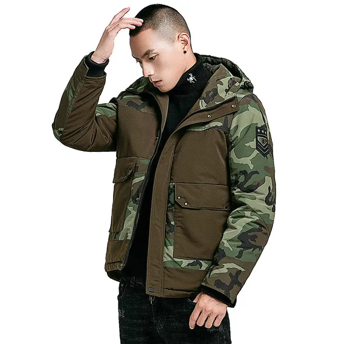 Лидер продаж, модная камуфляжная зимняя куртка, Мужская повседневная приталенная куртка с капюшоном, мужская куртка-парка, камуфляжная военная куртка, толстое теплое Мужское пальто - Цвет: Camouflage Green