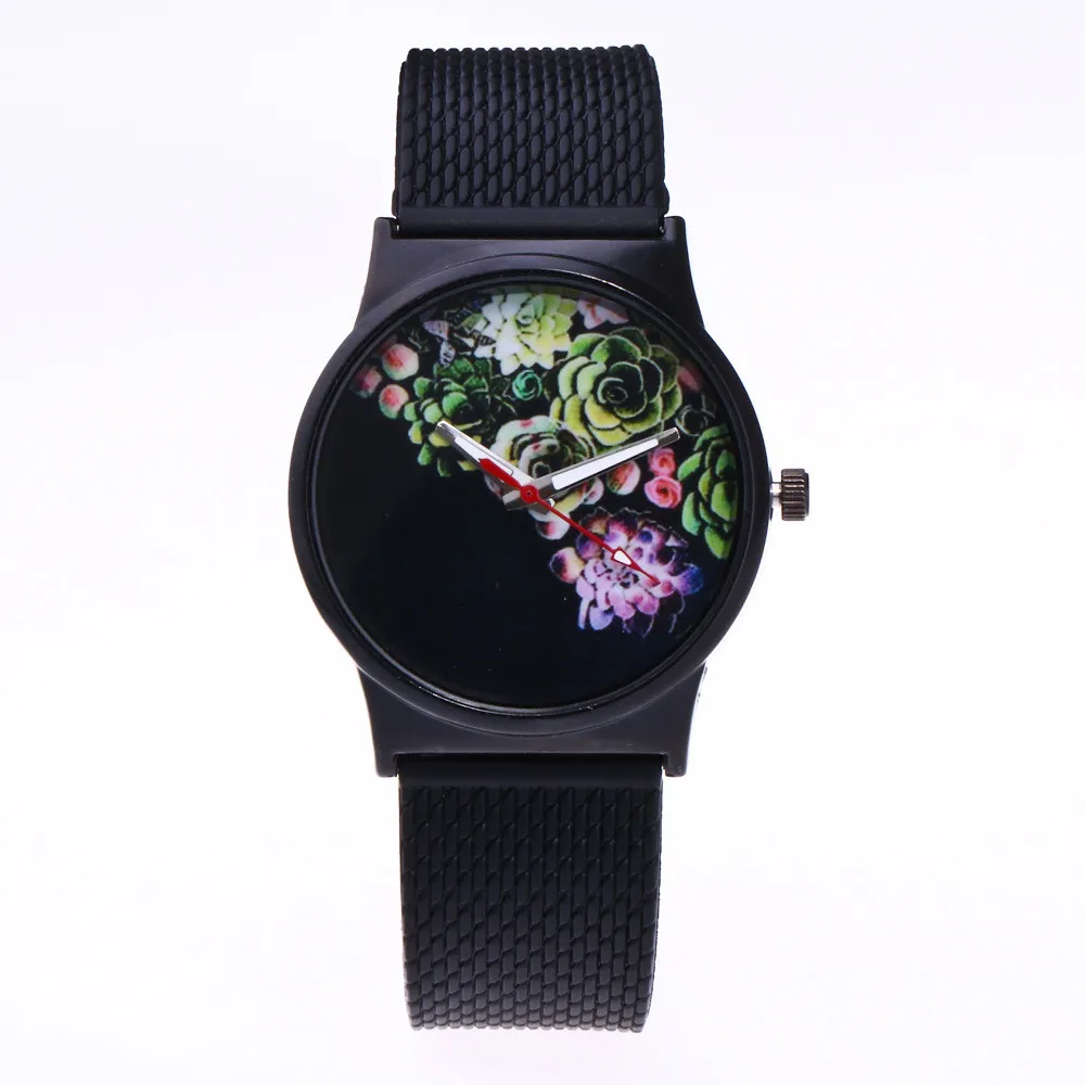 Женские часы с черным цветком, женские часы, брендовые Роскошные знаменитые женские часы, кварцевые наручные часы, Relogio Feminino Reloj Mujer - Цвет: E