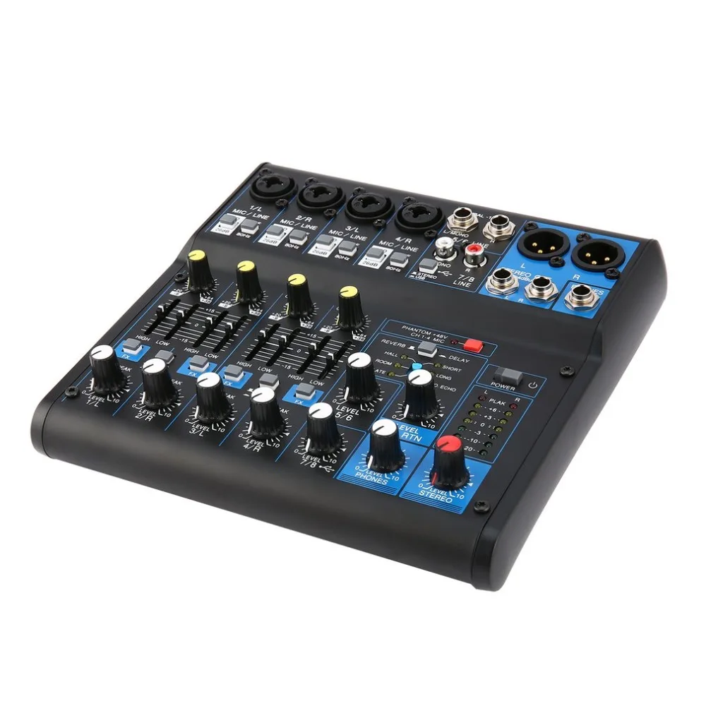 

8 Channel Power DJ Mixer Audio Professional Power Mixing Amplifier AU Plug USB Slot 16DSP +48V Phantom Power for Microphones