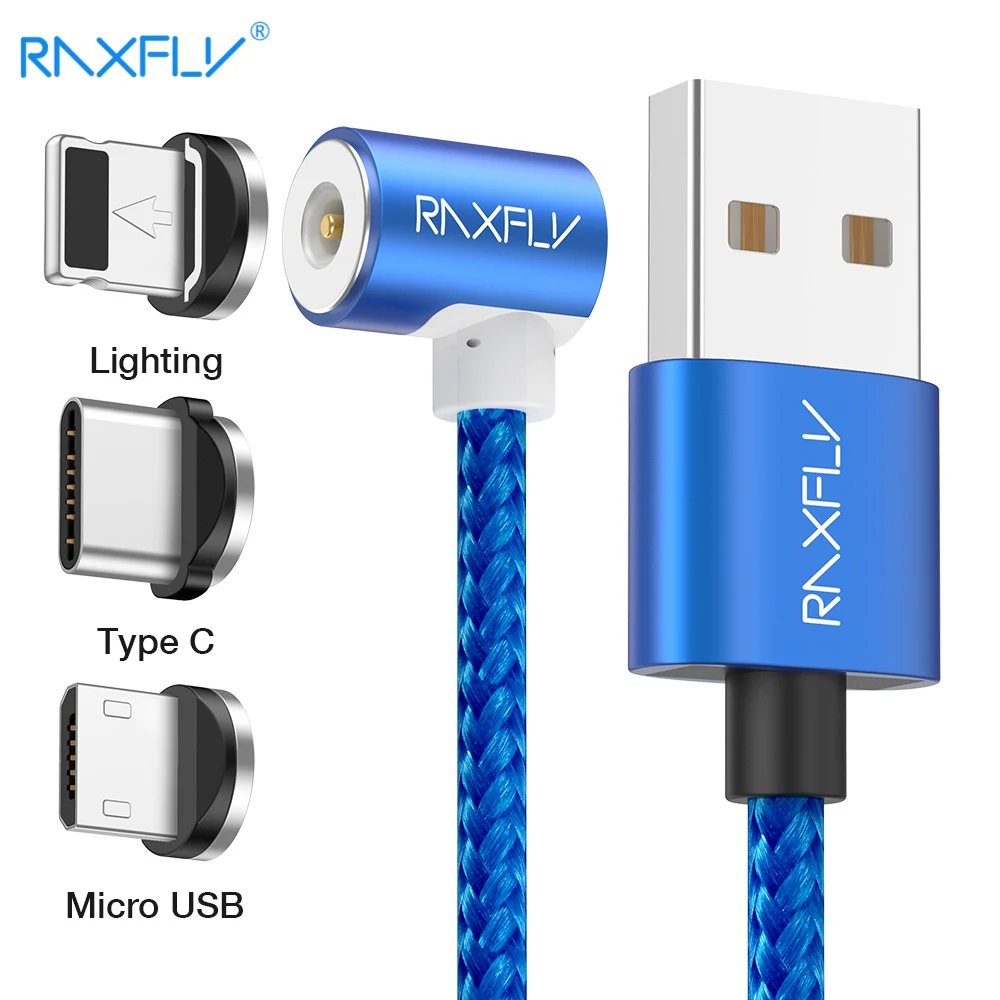 

RAXFLY L-TYPE Magnetic Charge USB Cable For Xiaomi Redmi Note 7 4X Lighting to USB Magnet Charging Wire Micro USB Type C Cable