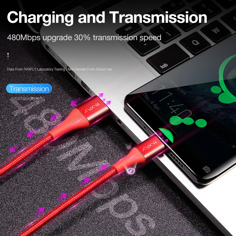 RAXFLY 5A супер зарядный провод usb type C кабель для samsung A50 шнуры передачи данных huawei P30