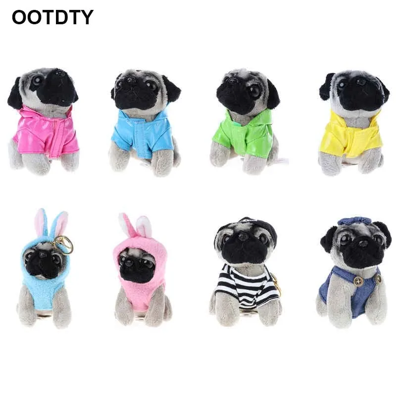 

Funny Cute Raincoat Pugger Dog Dolls Puppy Dog Bag Pendant Keychain Kid Toy Gift