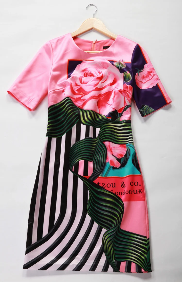 

Женское платье с цветочным принтом, повседневные платья 050416B1 с коротким рукавом