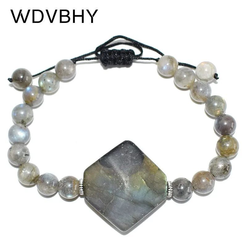 

Free Shipping Motorcycle Ethnic Bracelet Luxury Jewelry Natural Elongated Stone Bohemian Hand Chain