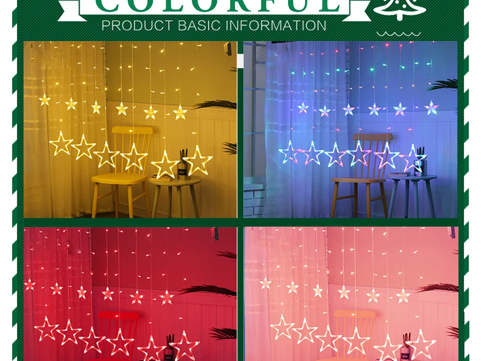 Star Light светодиодный строка елочные украшения Праздничные шторы свет Батарея мерцание светильники, декор дома аксессуары