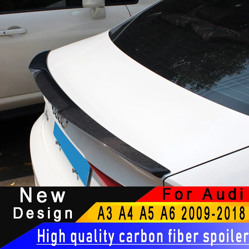 

For Audi A3 A4 B8 B8.5 B9 A5 A6 C6 C7 2009-2018 Carbon fiber spoiler Automobile decoration rear wing carbon fiber spoiler