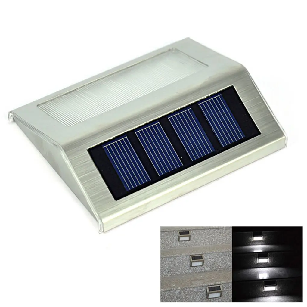 

Solar Power LED Outdoor Waterproof Dustproof Garden Pathway Stairs Lamp Light Energy Saving Wall Lamp Warm White