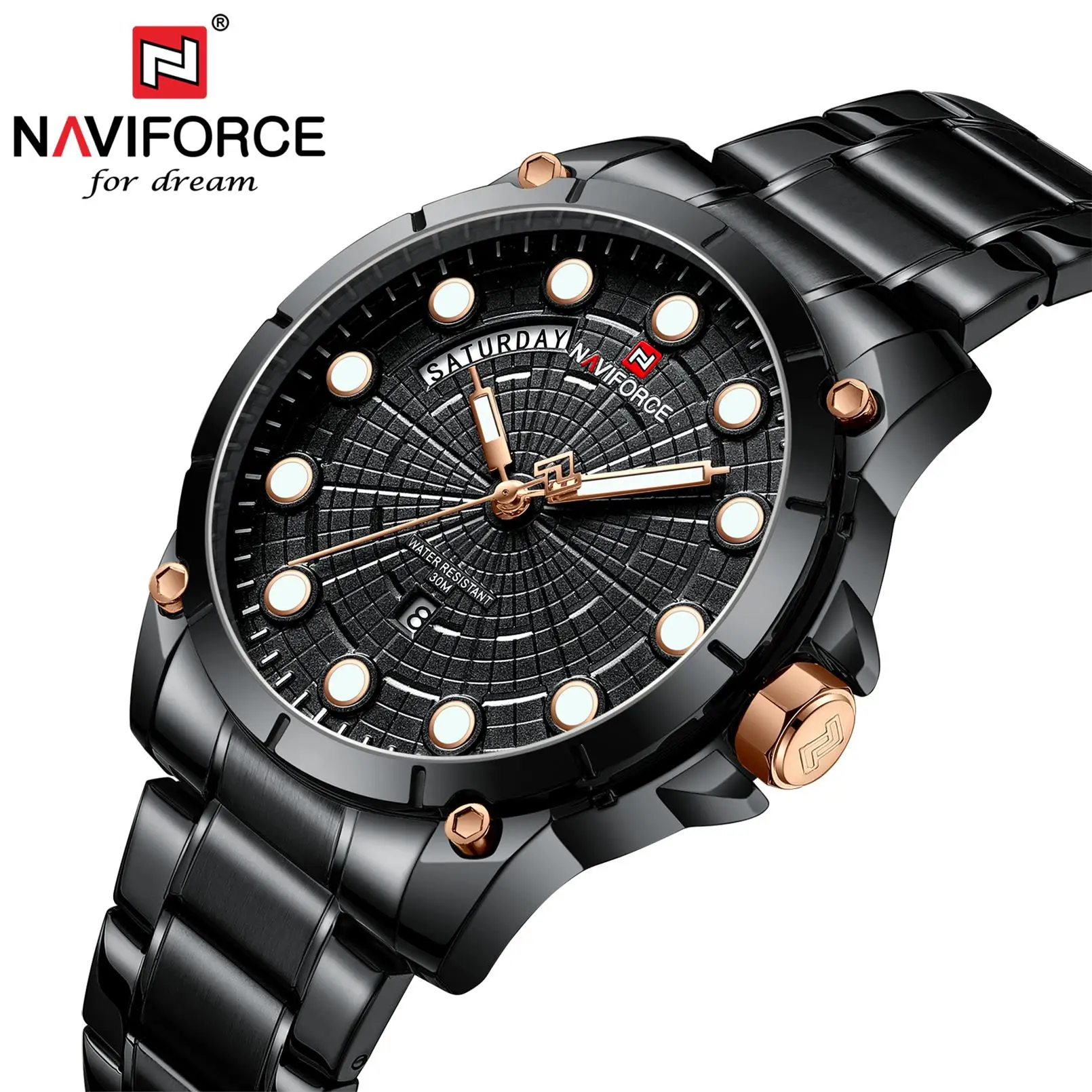 Часы наручные NAVIFORCE Мужские кварцевые спортивные водонепроницаемые армейские в